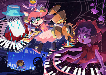 Undertale Legends Unite: Ultra Featuring Frisk & Friends, Napstablook (Undertale), Muffet (Undertale), Frisk (Undertale), video game, Undertale HD wallpaper