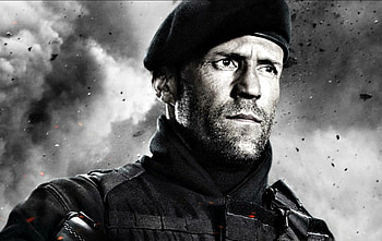 Jason Statham as Lee Christmas, white, black, man, poster, The Expendables 2, Jason Statham, Lee Christmas, movie, actor, hat HD wallpaper
