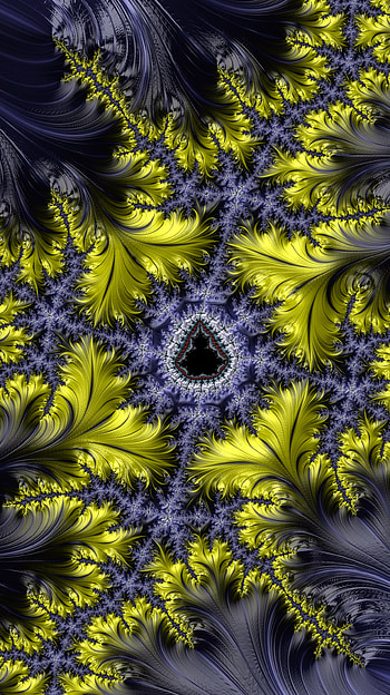 Fractal Art for your Smart or Tablet, black, yellow, CGI, psychedelic, trippy, Abstract, fractal, abstract black HD phone wallpaper