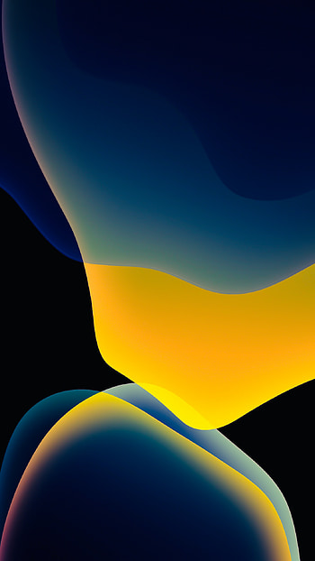 iOS 13 , Stock, iPadOS, Yellow, Black background, AMOLED, Abstract, 13 Pro HD phone wallpaper