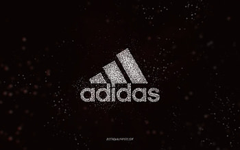 Adidas glitter logo, , black background, Adidas logo, white glitter art, Adidas, creative art, Adidas white glitter logo HD wallpaper