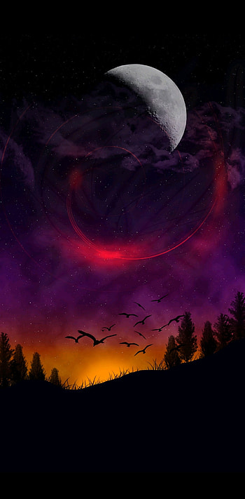 Paisaje, atmosphere, sky, naturaleza, luna HD phone wallpaper