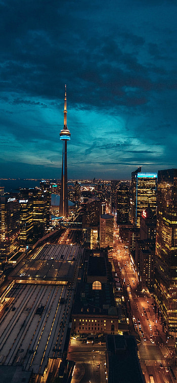 Toronto cityscape at night, , background, Urban graphy HD phone wallpaper