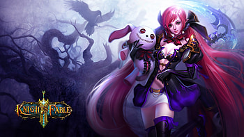 Fantasy girl, blue, bunny, pink, fantasy, knights fable, game, girl, luminos HD wallpaper