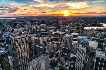 Cities, Sunset, City, Building, View From Above, Urban Landscape, Cityscape HD wallpaper