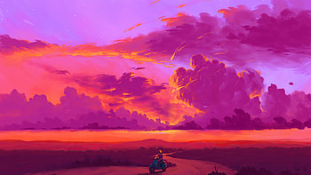 Back Riding Scooter To Home , artist, artwork, digital-art, deviantart HD wallpaper