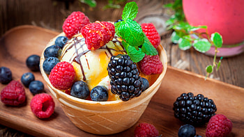 Ice cream, Berries HD wallpaper