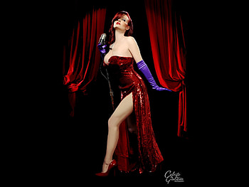 Hot Jessica Rabbit, jessica, babe, lady, heels, lips, rabbit, sexy, eyes, hot, girl, gloves, beautiful, woman, red, face, redhead, hair, legs HD wallpaper