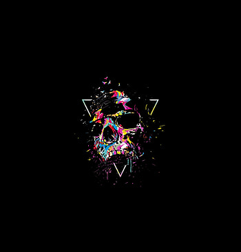 Skull, multi-color, sketch art HD phone wallpaper