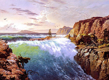 Birds, Fantasy, Rocks, Waterfall, Warrior, Wind HD wallpaper