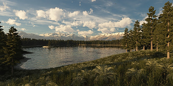 Nature, Grass, Sky, Lake HD wallpaper