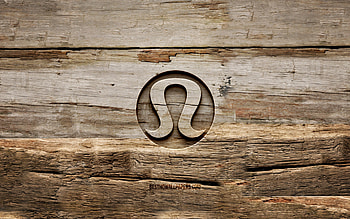 Lululemon Athletica wooden logo, , wooden backgrounds, brands, Lululemon Athletica logo, creative, wood carving, Lululemon Athletica HD wallpaper