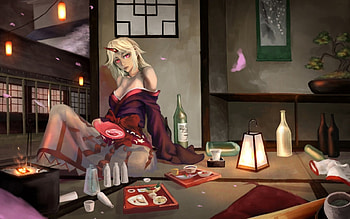 Touhou, Yuugi, Amazing, Manga, Pink Eyes, Mean, Scary, Hoshiguma, Beautiful, Gorgeous, Oriental, Emotional, Crazy, Anime Girl, Red Eyes, Lovely, Sinister, Awesome, Anime, Pretty, Mad, Serious, Dark, Angry, Blonde Hair, Sexy, Long Hair, Creepy, Blond Hair HD wallpaper