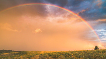 End of The Rainbow. Old Linslade, Bedfordshire, UK, rain, landscape, clouds, sky HD wallpaper