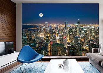 Skyline Mural, Chicago skyline, Wall mural HD wallpaper