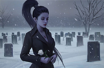 Widowmaker Overwatch In Graveyard, widowmaker, overwatch, games, artwork, digital-art, artist, artstation HD wallpaper