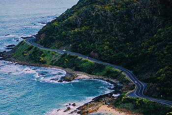 California coast, road, highway, aerial view HD wallpaper