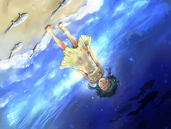 watergirl, girl, fish, dress, water HD wallpaper