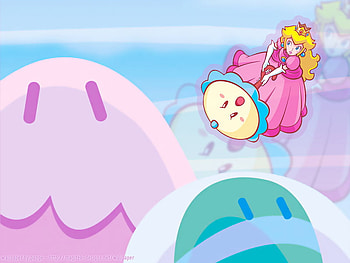 Princess peach and perry, umbrella, pink, peach, perry, mario, video games HD wallpaper