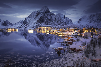 Lofoten, , Lake, Mountain, Night, Water HD wallpaper