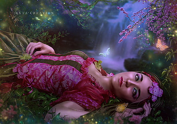 :), summer, pink, butterfly, fantasy, ektapinki, girl, luminos HD wallpaper