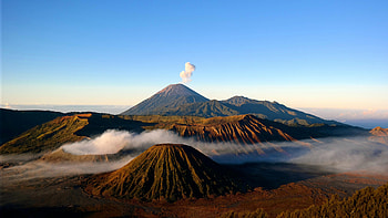 Nature, Mountains, Smoke, Vertex, Tops, Volcano HD wallpaper