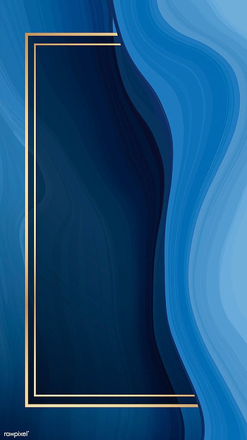 Rectangle gold frame on blue fluid patterned mobile vector. premium . Gold frame, , Background design vector, Abstract Rectangle HD phone wallpaper