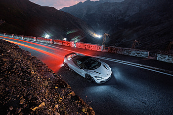 White car, on-road, top view, McLaren 720S HD wallpaper