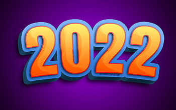 2022 orange 3D digits, Happy New Year 2022, violet abstract background, 2022 concepts, kids art, 2022 new year, 2022 on violet background, 2022 year digits HD wallpaper
