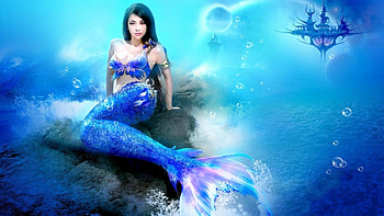 Beautiful Mermaid, blue, Mermaid, Beautiful, Fantasy HD wallpaper