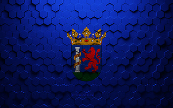 Flag of Badajoz, honeycomb art, Badajoz hexagons flag, Badajoz, 3d hexagons art, Badajoz flag HD wallpaper