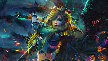 Woman girl with horns, fantasy, art HD wallpaper