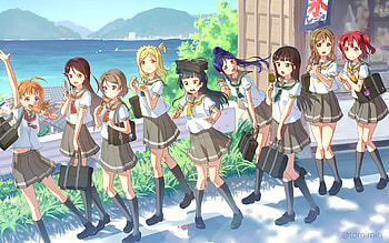 Anime - Love Live! Sunshine!! Hanamaru Kunikida Dia Kurosawa Ruby Kurosawa Kanan Matsuura HD wallpaper