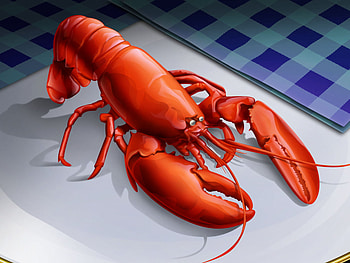 lobster, dinner, food, 3d HD wallpaper