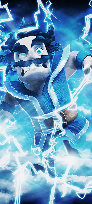 mago electrico, art, royale, brillante, clash, videojuego, juego HD phone wallpaper