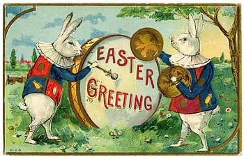 :), easter, card, rabbit, bunny, drum, vintage HD wallpaper