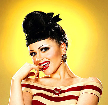 SWEET LADY.., sweet, lady, black, model, yellow, red, face, woman HD wallpaper