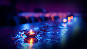 Candles on a Table, blue, table, tables, candle, candles HD wallpaper
