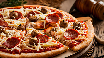 Delicious Pepperoni Pizza - Ultra, pizza, food, pepperoni, cheese, mushroom HD wallpaper