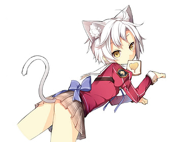 cute nekogirl , cute, skirt, nekogirl, animal ears HD wallpaper