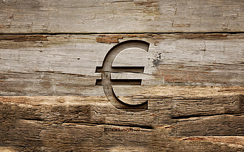 Euro wooden sign, , wooden backgrounds, currency, Euro sign, creative, wood carving, Euro HD wallpaper