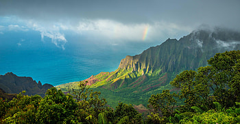 Hawaii Kauai Pacific Ocean Clouds Mountains , ocean, clouds, mountains, nature HD wallpaper