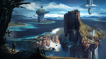 Sci Fi Fantasy Island Computer - HiRe 8009 HD wallpaper