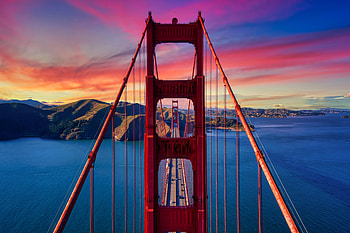 Nature, Sunset, Mountains, Road, Bridge HD wallpaper
