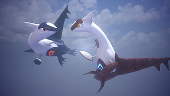 Latios and Latias sky scene, Artstation artwork, Magical landscape, Dreamy atmosphere HD wallpaper