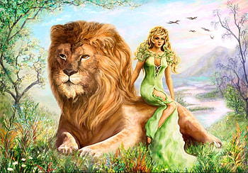 Beauty And The Beast, girl, lion, beast, beauty HD wallpaper