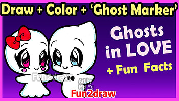 How to Draw and Color CUTE Ghost Couple in LOVE - Easy Cartoon Drawings Halloween Fun2draw - YouTube HD wallpaper