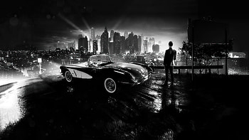 Sincity Vibes , alone, city, artist, artwork, digital-art, black-and-white, monochrome HD wallpaper