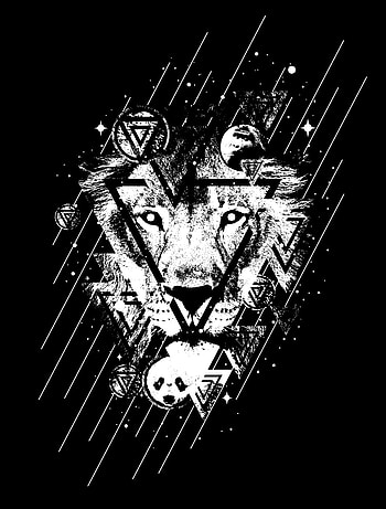 Art, Lines, Lion, Stains, Spots, Bw, Chb, Triangles HD phone wallpaper