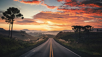 Sunset road, inspiration, summer, inspiring, inspirational, nature, road, sunset HD wallpaper
